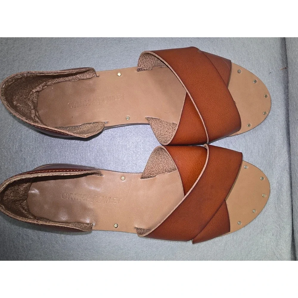 Cynthia Rowley Fiona Brown Crisscross Flat Sandals Mens 9.5